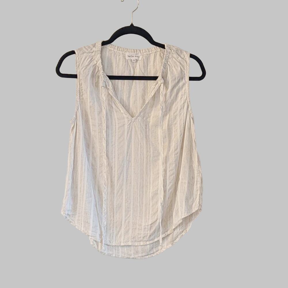 Bella Dahl Sleeveless Shirred Neck Textured Tank Top Medium Made USA Boho